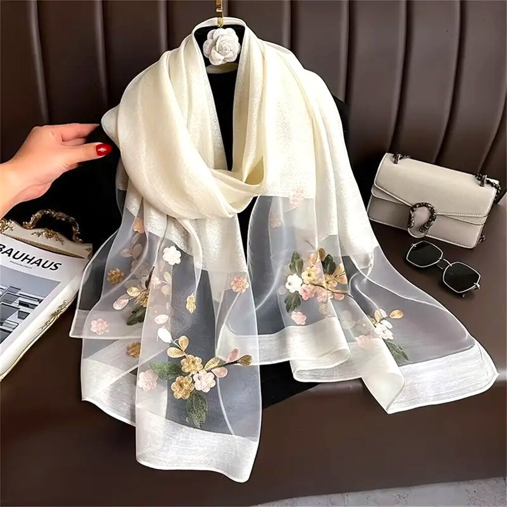 Elegant Hand Crafted Embroidered Scarf, Hijab